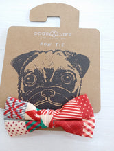 Load image into Gallery viewer, Dog's Life Festive Patchwork Bow-tie (Red) Medium
