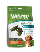 Load image into Gallery viewer, Whimzees Wellness Large Alligator All natural Dog Chew Treat 6 piece Value Bag