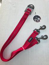 Load image into Gallery viewer, Dog’s Life Supersoft Webbing Double Coupler Leash XL (60cm) – Reflective 2-Dog Splitter | Red
