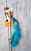 Load image into Gallery viewer, Cat&#39;s Life Cat Dangler and Teaser with Blue Feather Cat Toy Hunting Chasing Enrichment
