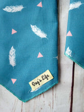 Load image into Gallery viewer, Dog's Life Blue Feather Bandana 3 Sizes