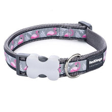 Load image into Gallery viewer, Red Dingo Flamingo Cool Grey Dog Collar 3 Sizes