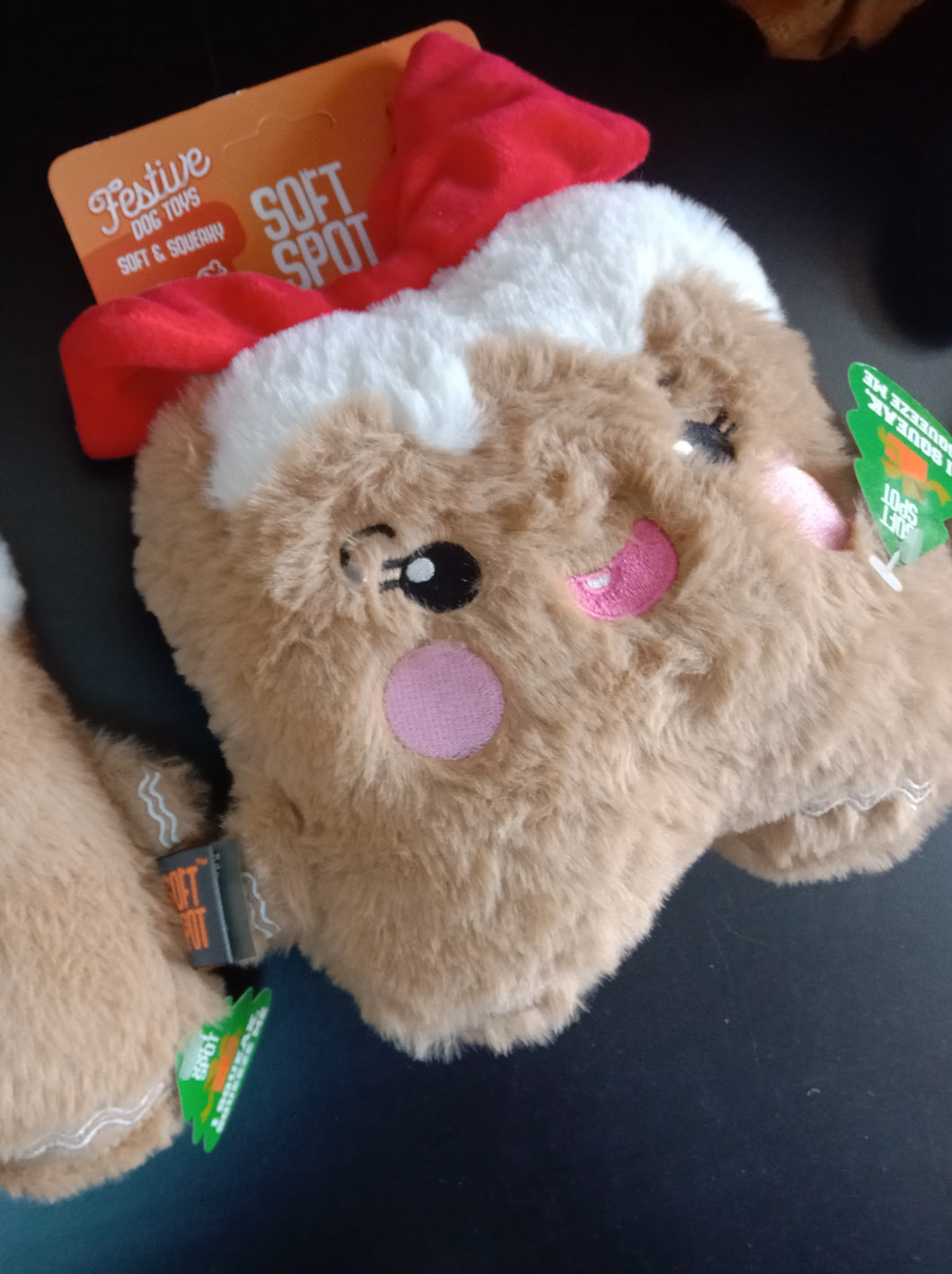 Soft Spot Festive Plush Dog Toy Gingerbread Square Girl