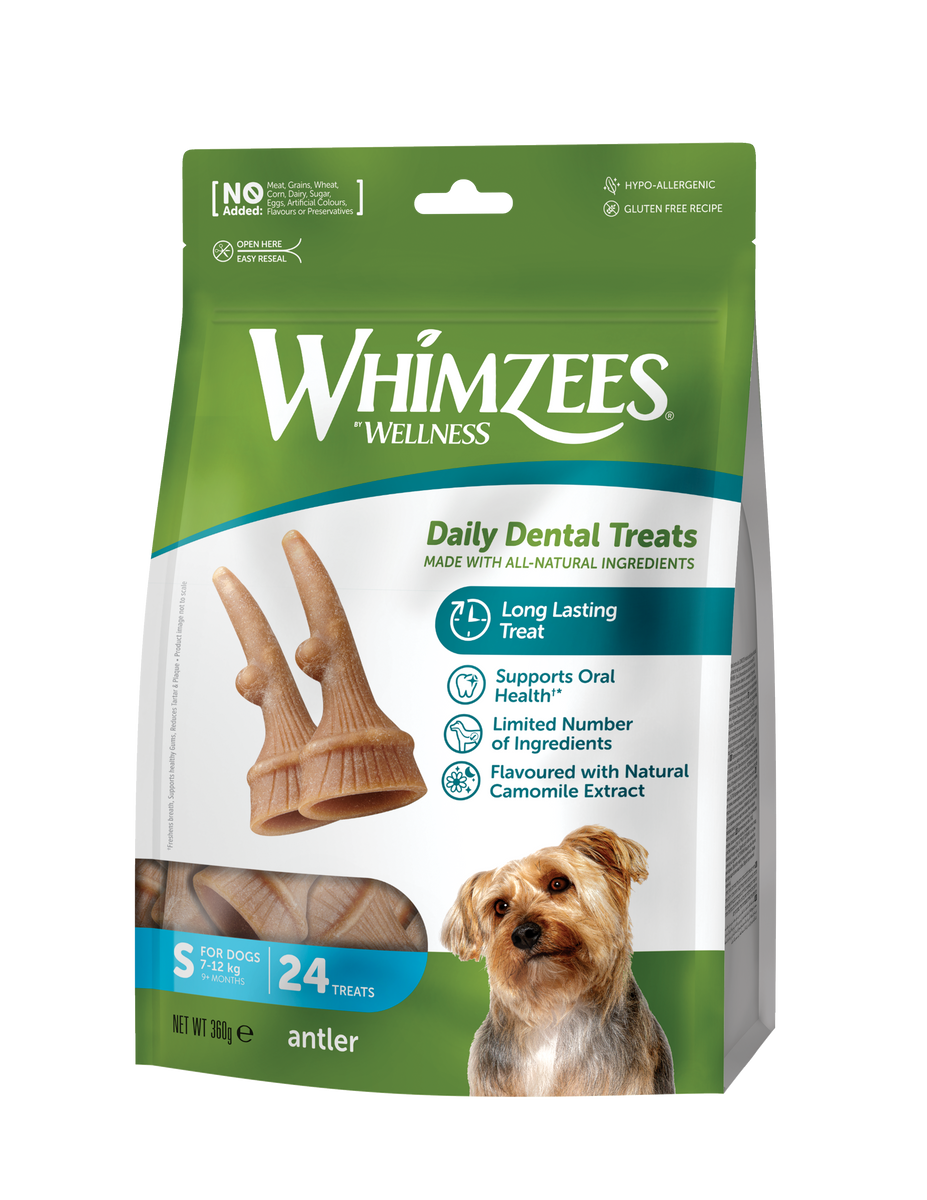 Whim Dogs Whimzees Antler All Natural Dog Dental Chew Treats Multipack Three Siz ...