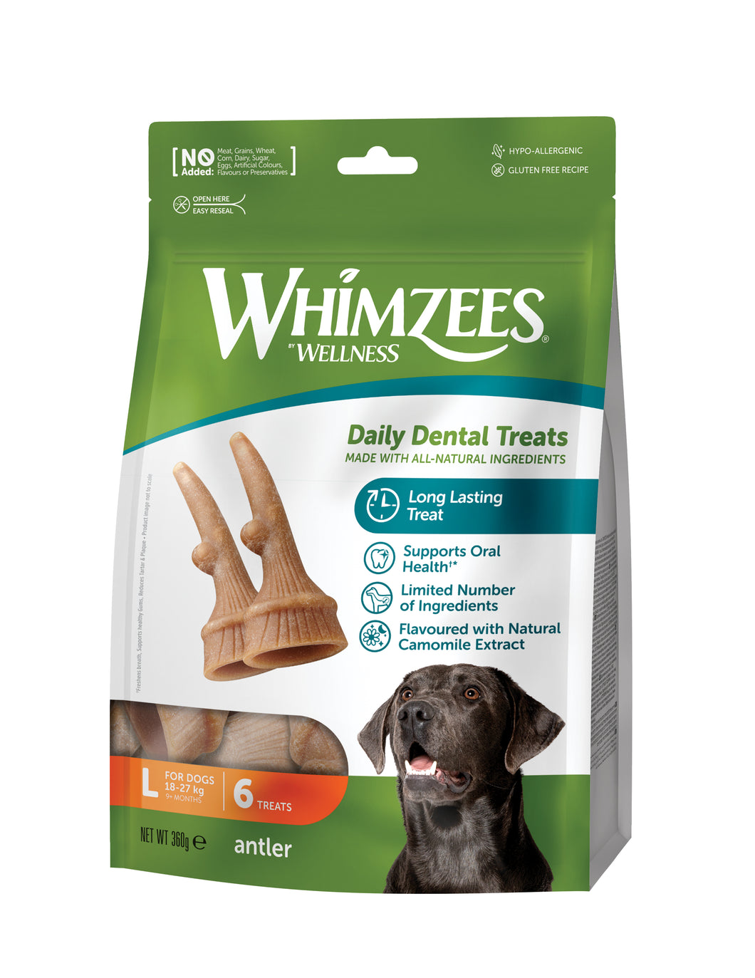 Whimzees Antler All Natural Dog Dental Chew Treats Multipack Three Sizes