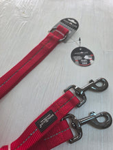 Load image into Gallery viewer, Dog’s Life Supersoft Webbing Double Coupler Leash XL (60cm) – Reflective 2-Dog Splitter | Red
