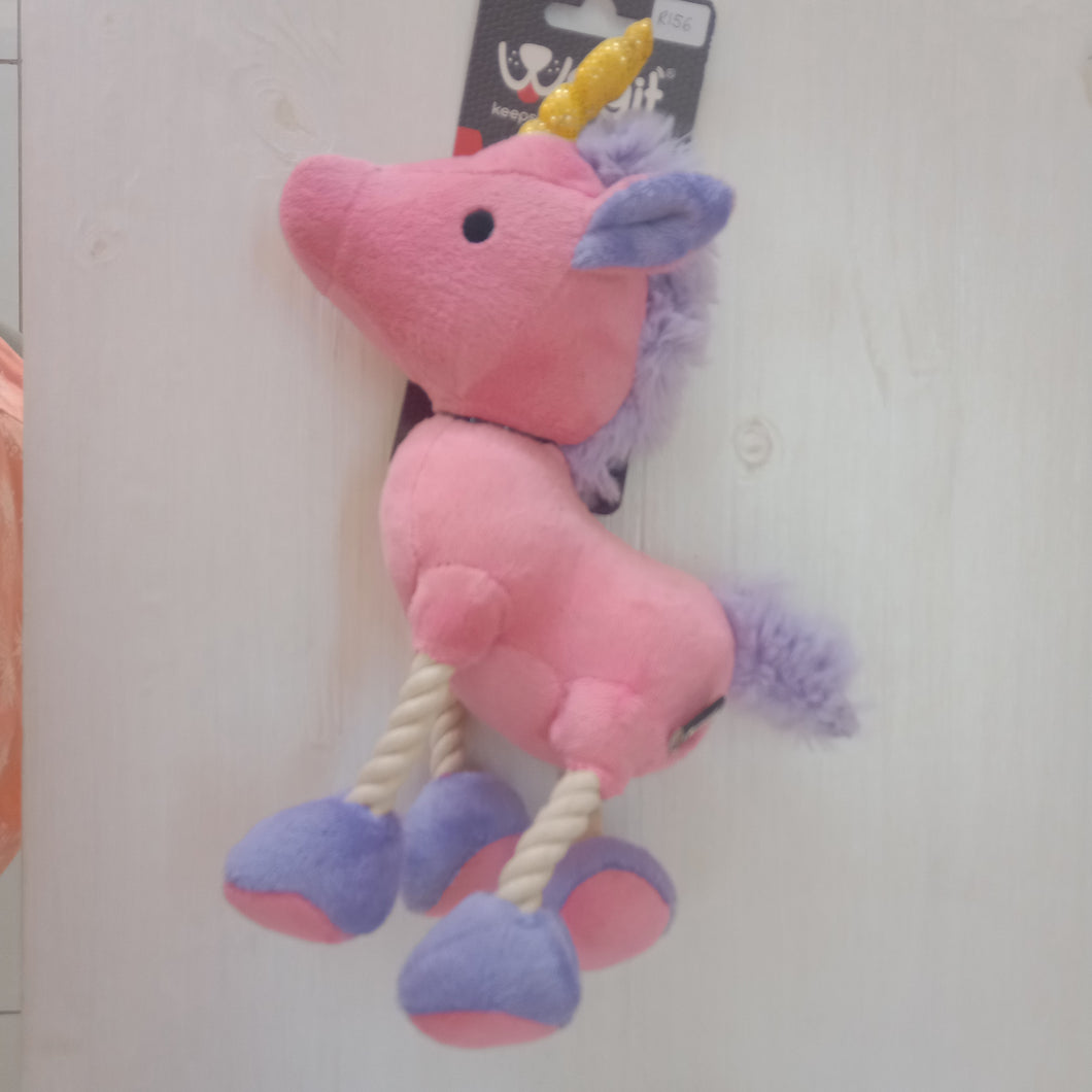 Wagit Pink Unicorn Soft Rope Dog Toy