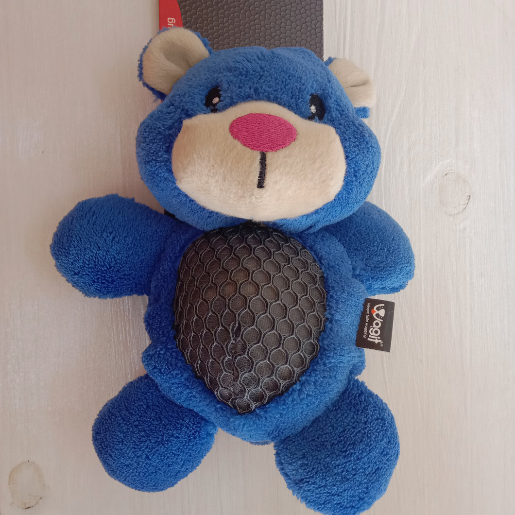 Wagit Soft Blue Bear Toy for Dogs with Squeaker and Rope Ball