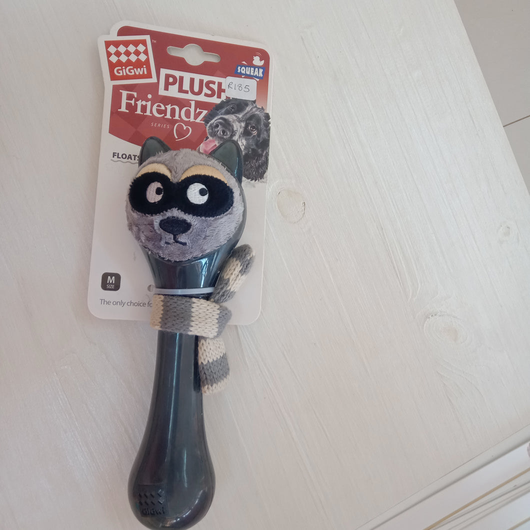 Gigwi Grey Plush Friendz floating Knitted Scarf Dog Toy