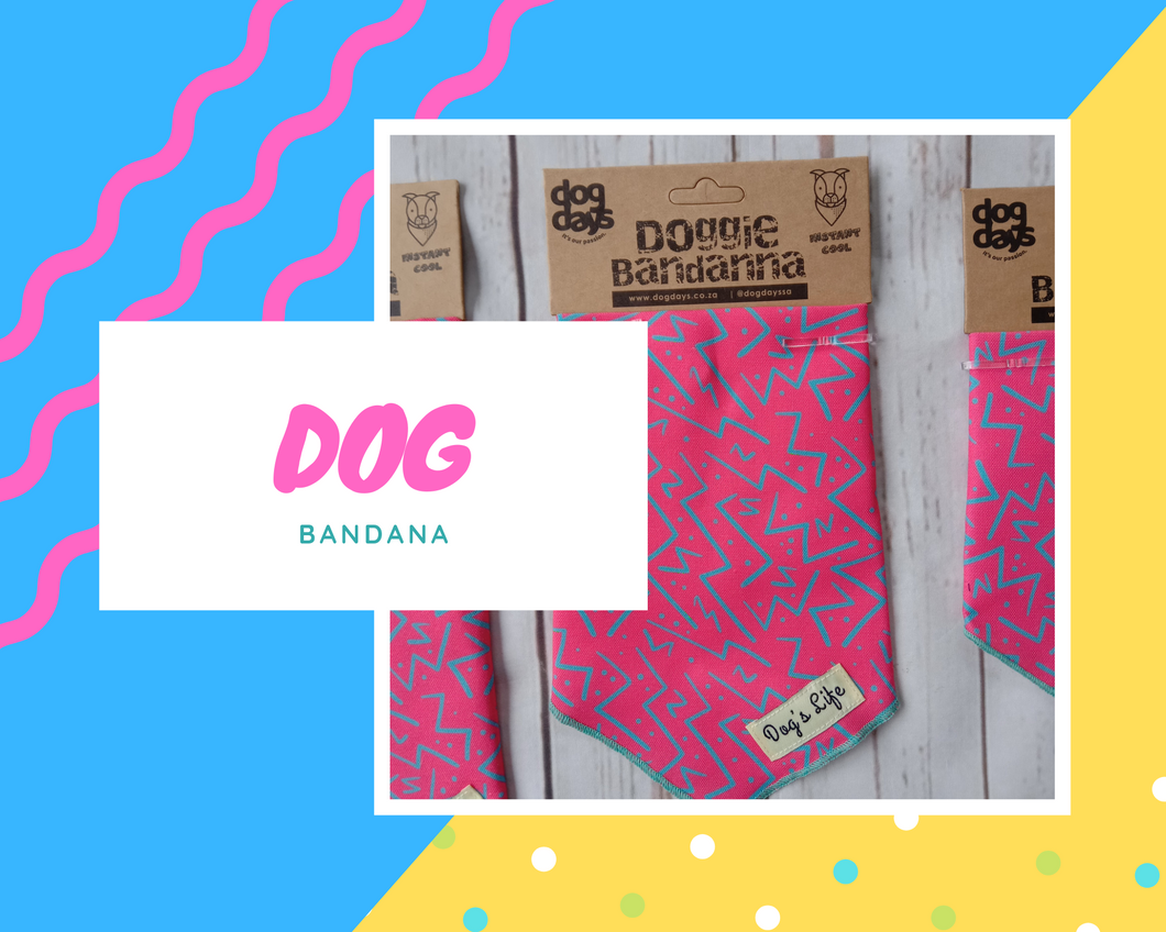 Dog's Life Chaotic Zig Zag Pink Bandana 3 Sizes