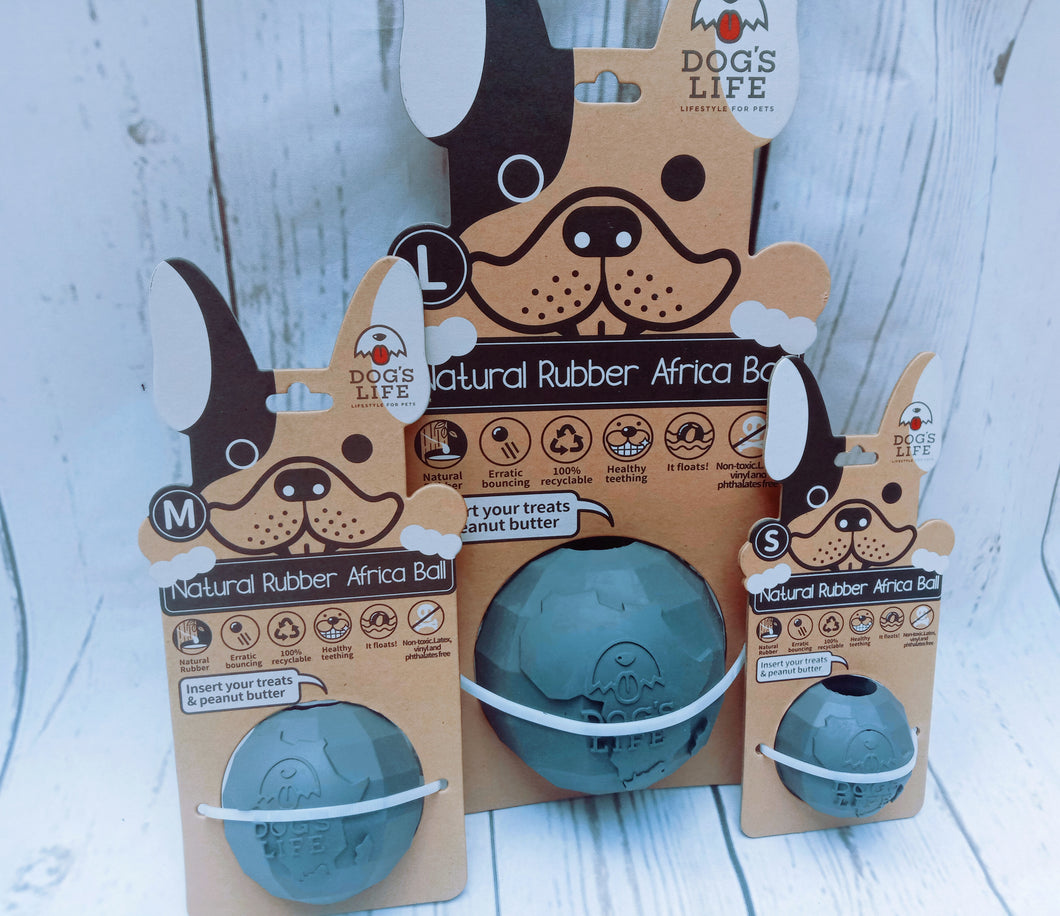 Dog's Life Natural Rubber Ball Dog Toy Grey