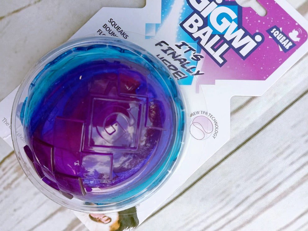 Gigwi Ball 'Squeaker' Transparent Purple/Blue Large Dog Ball