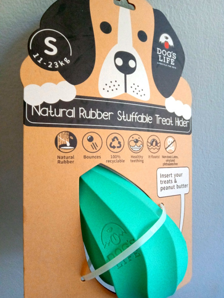 Dog's Life Natural Rubber Stuffable Treat Hider Turquoise 2 Sizes