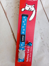 Load image into Gallery viewer, Red Dingo Safety Cat Collar Stars White on Turquoise
