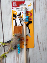 Load image into Gallery viewer, Cat&#39;s Life Dangler Teaser with Guinea Fowl Feather for cats to hunt and chase enrichment toy
