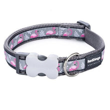Load image into Gallery viewer, Red Dingo Flamingo Cool Grey Dog Collar 3 Sizes
